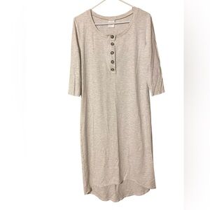 Lou Lou The Everyday Shirt Dress Womens Medium Gray Midi Maxi 3/4 Sleeve Comfort